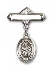 Pin Badge with St. James the Greater Charm and Polished Engravable Badge Pin [BLBP0609]