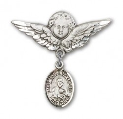 Pin Badge with St. James the Lesser Charm and Angel with Larger Wings Badge Pin [BLBP1809]