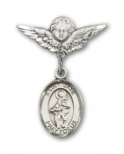 Pin Badge with St. Jane of Valois Charm and Angel with Smaller Wings Badge Pin [BLBP0466]