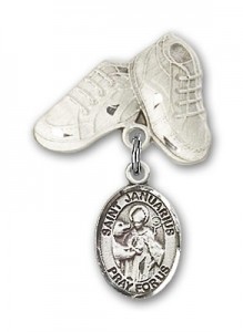 Pin Badge with St. Januarius Charm and Baby Boots Pin [BLBP2265]