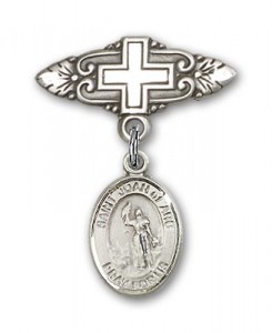 Pin Badge with St. Joan of Arc Charm and Badge Pin with Cross [BLBP0631]