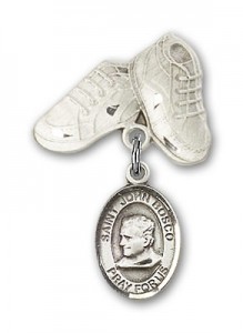 Pin Badge with St. John Bosco Charm and Baby Boots Pin [BLBP0650]