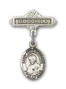 Pin Badge with St. John Neumann Charm and Godchild Badge Pin [BLBP1314]