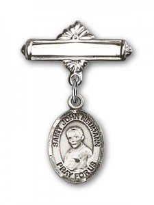 Pin Badge with St. John Neumann Charm and Polished Engravable Badge Pin [BLBP1309]
