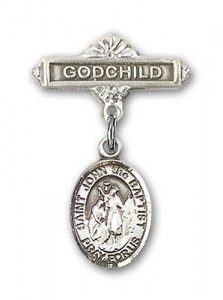 Pin Badge with St. John the Baptist Charm and Godchild Badge Pin [BLBP0642]
