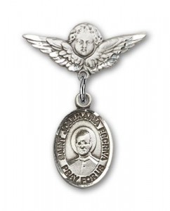 Pin Badge with St. Josemaria Escriva Charm and Angel with Smaller Wings Badge Pin [BLBP2319]