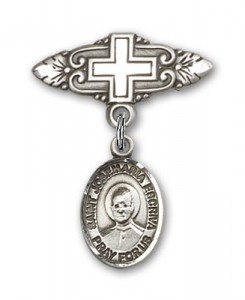 Pin Badge with St. Josemaria Escriva Charm and Badge Pin with Cross [BLBP2316]