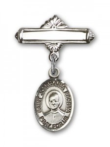 Pin Badge with St. Josemaria Escriva Charm and Polished Engravable Badge Pin [BLBP2315]