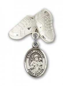 Pin Badge with St. Joseph Charm and Baby Boots Pin [BLBP0671]