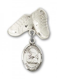 Pin Badge with St. Joshua Charm and Baby Boots Pin [BLBP0678]