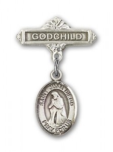 Pin Badge with St. Juan Diego Charm and Godchild Badge Pin [BLBP1041]