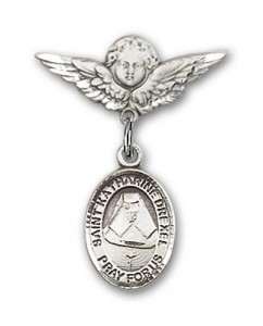 Pin Badge with St. Katherine Drexel Charm and Angel with Smaller Wings Badge Pin [BLBP0367]