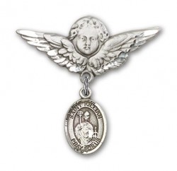 Pin Badge with St. Kilian Charm and Angel with Larger Wings Badge Pin [BLBP0731]