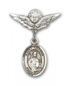Pin Badge with St. Kilian Charm and Angel with Smaller Wings Badge Pin [BLBP0732]