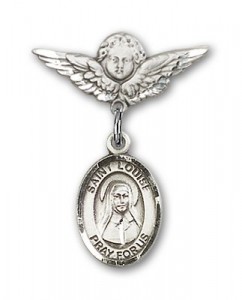 Pin Badge with St. Louise de Marillac Charm and Angel with Smaller Wings Badge Pin [BLBP0711]