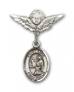 Pin Badge with St. Luke the Apostle Charm and Angel with Smaller Wings Badge Pin [BLBP0739]