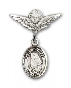 Pin Badge with St. Madeline Sophie Barat Charm and Angel with Smaller Wings Badge Pin [BLBP1530]