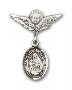 Pin Badge with St. Madonna Del Ghisallo Charm and Angel with Smaller Wings Badge Pin [BLBP1306]