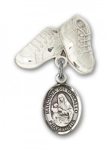 Pin Badge with St. Madonna Del Ghisallo Charm and Baby Boots Pin [BLBP1308]