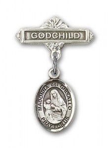 Pin Badge with St. Madonna Del Ghisallo Charm and Godchild Badge Pin [BLBP1307]