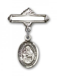 Pin Badge with St. Madonna Del Ghisallo Charm and Polished Engravable Badge Pin [BLBP1302]