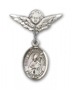 Pin Badge with St. Malachy O'More Charm and Angel with Smaller Wings Badge Pin [BLBP2081]