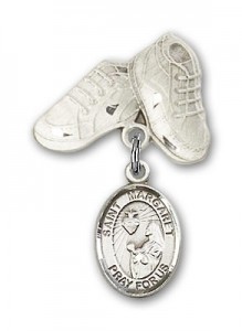 Pin Badge with St. Margaret Mary Alacoque Charm and Baby Boots Pin [BLBP0769]