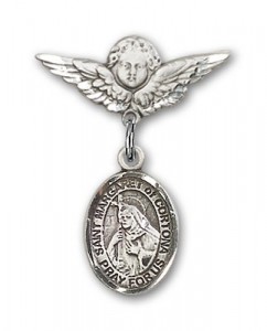 Pin Badge with St. Margaret of Cortona Charm and Angel with Smaller Wings Badge Pin [BLBP1976]