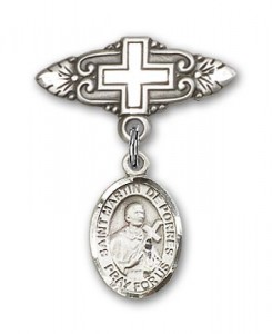 Pin Badge with St. Martin de Porres Charm and Badge Pin with Cross [BLBP0883]