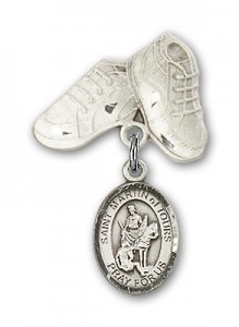 Pin Badge with St. Martin of Tours Charm and Baby Boots Pin [BLBP1287]