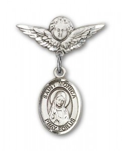 Pin Badge with St. Monica Charm and Angel with Smaller Wings Badge Pin [BLBP0816]