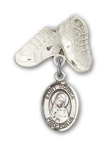 Pin Badge with St. Monica Charm and Baby Boots Pin [BLBP0818]