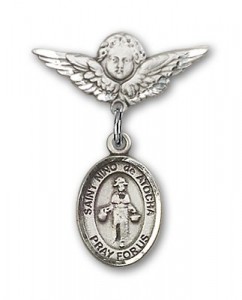 Pin Badge with St. Nino de Atocha Charm and Angel with Smaller Wings Badge Pin [BLBP1383]