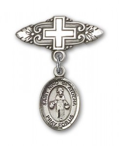 Pin Badge with St. Nino de Atocha Charm and Badge Pin with Cross [BLBP1380]