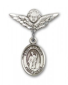 Pin Badge with St. Patrick Charm and Angel with Smaller Wings Badge Pin [BLBP0851]