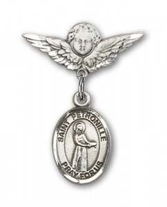 Pin Badge with St. Petronille Charm and Angel with Smaller Wings Badge Pin [BLBP1348]