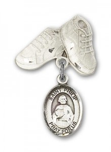 Pin Badge with St. Philip the Apostle Charm and Baby Boots Pin [BLBP0846]