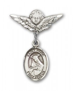 Pin Badge with St. Rose of Lima Charm and Angel with Smaller Wings Badge Pin [BLBP0928]