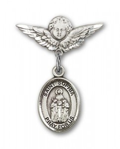 Pin Badge with St. Sophia Charm and Angel with Smaller Wings Badge Pin [BLBP1201]