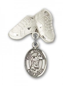 Pin Badge with St. Stephanie Charm and Baby Boots Pin [BLBP1483]