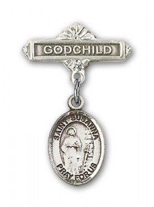 Pin Badge with St. Susanna Charm and Godchild Badge Pin [BLBP1832]