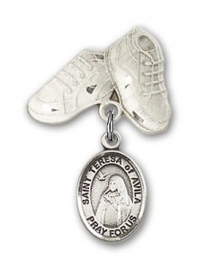 Pin Badge with St. Teresa of Avila Charm and Baby Boots Pin [BLBP0979]