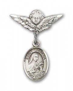 Pin Badge with St. Theresa Charm and Angel with Smaller Wings Badge Pin [BLBP1005]