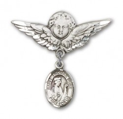 Pin Badge with St. Thomas More Charm and Angel with Larger Wings Badge Pin [BLBP1025]