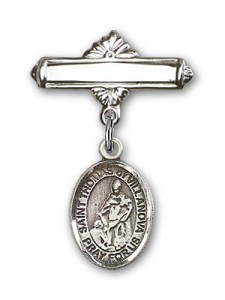 Pin Badge with St. Thomas of Villanova Charm and Polished Engravable Badge Pin [BLBP1993]