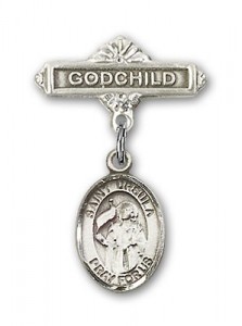 Pin Badge with St. Ursula Charm and Godchild Badge Pin [BLBP1153]