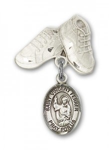 Pin Badge with St. Vincent Ferrer Charm and Baby Boots Pin [BLBP1294]