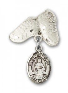 Pin Badge with St. Walburga Charm and Baby Boots Pin [BLBP1147]