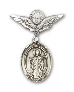 Pin Badge with St. Wolfgang Charm and Angel with Smaller Wings Badge Pin [BLBP2123]
