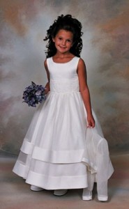 Plus Size First Communion Dress in Peau Satin and Organza with Jacket  [SCPL106]